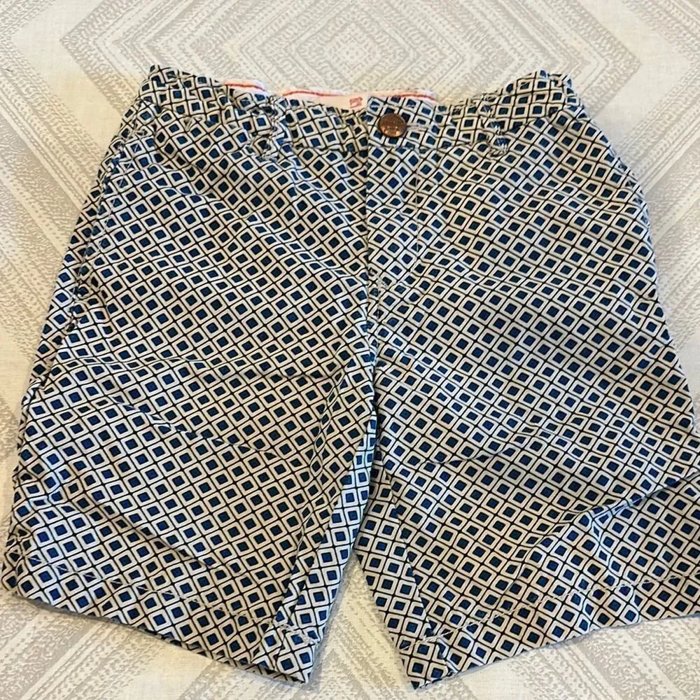 Scotch & Soda Boys Blue & Black Geometric Pattern Adjustable Waist Shorts